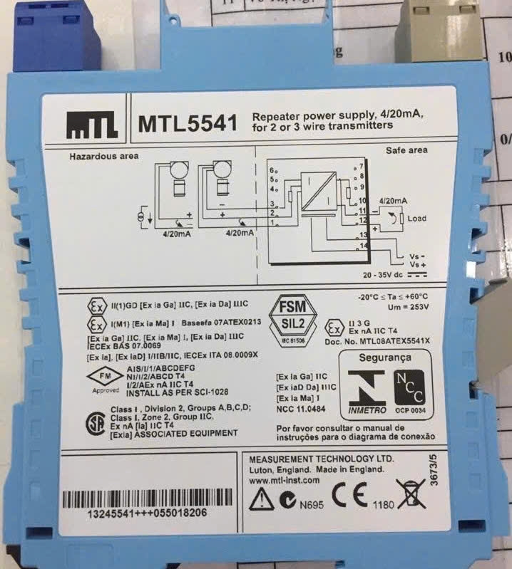 MTL Repeater power supply MTL5541