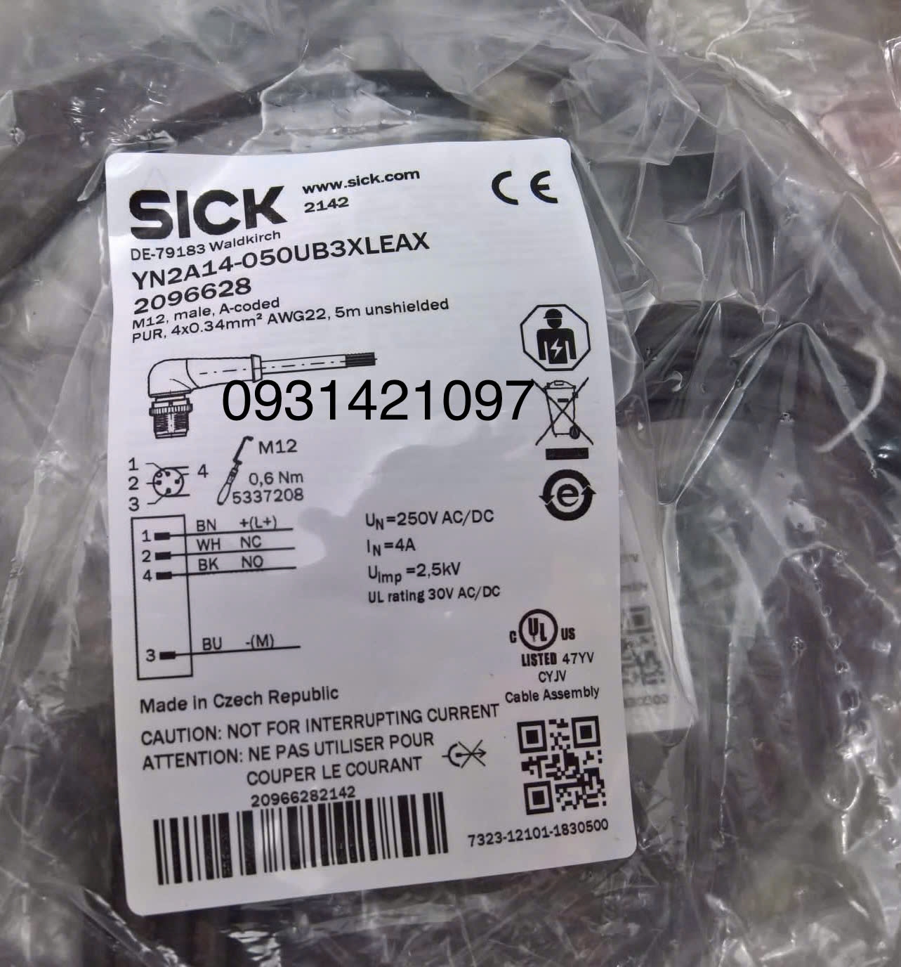  SICK Sensor-actuator cables YN2A14-050UB3XLEAX (2096628)