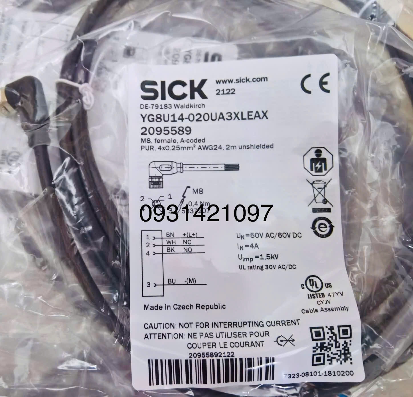  SICK Sensor-actuator cables YG8U14-020UA3XLEAX (2095589)